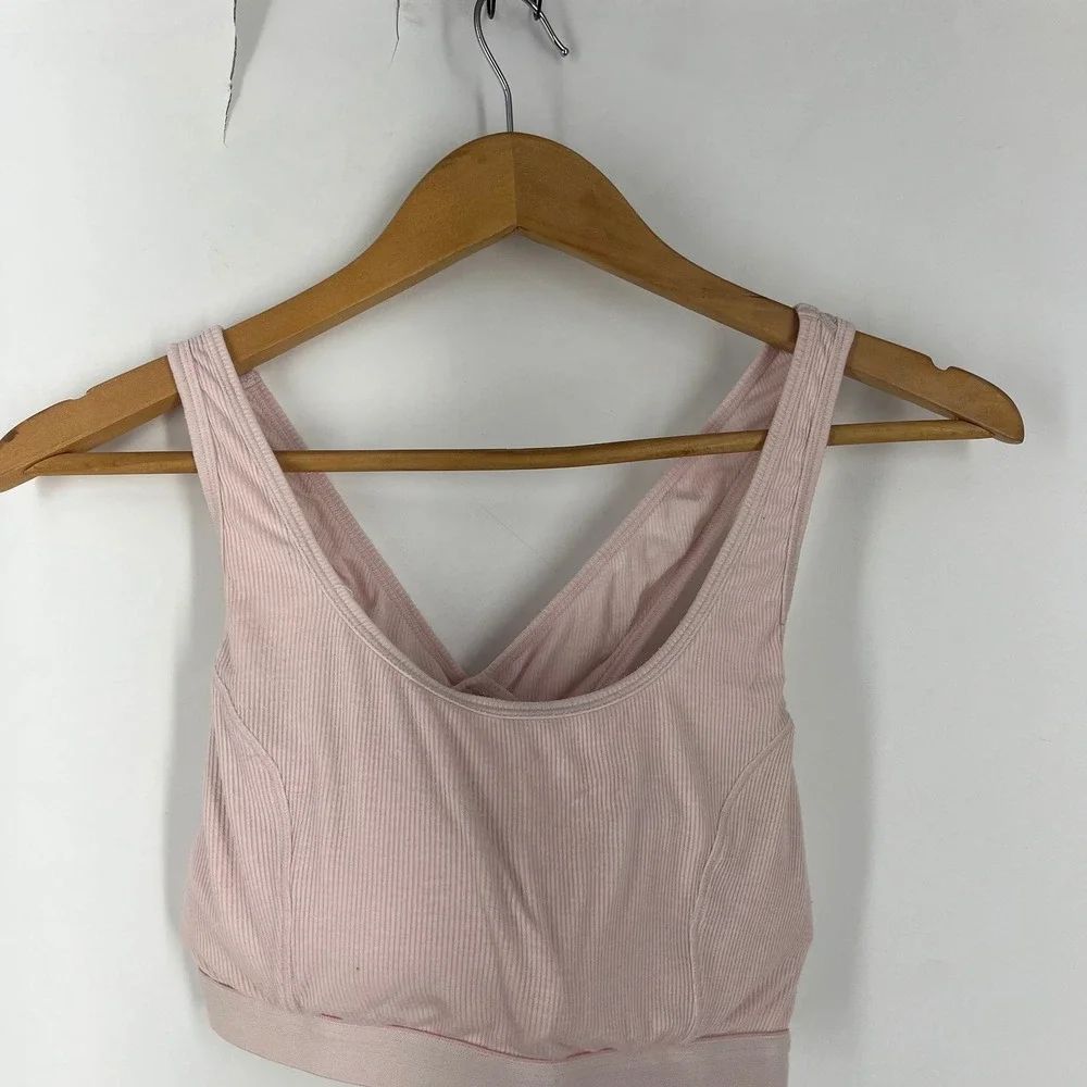 True & Co Womens Ribbed Crisscross‎ Back Sports Bra Yoga Top Athleisure Size XL - Picture 3 of 14